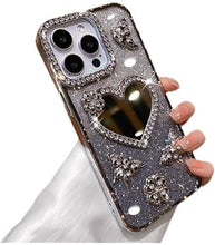 FANCY MIROR HEART stone case iphone