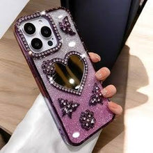 FANCY MIROR HEART stone case iphone