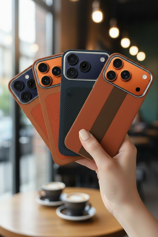 4 Leather Carbon Cases in Hand