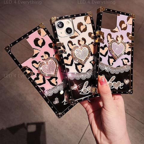 LV STYLE CHETAH PRINT HEART CASE IPHONE