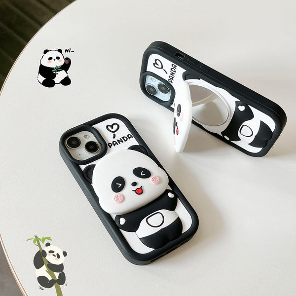 SOFT FLUFFY PANDA MIRROR CASE IPHONE - 2