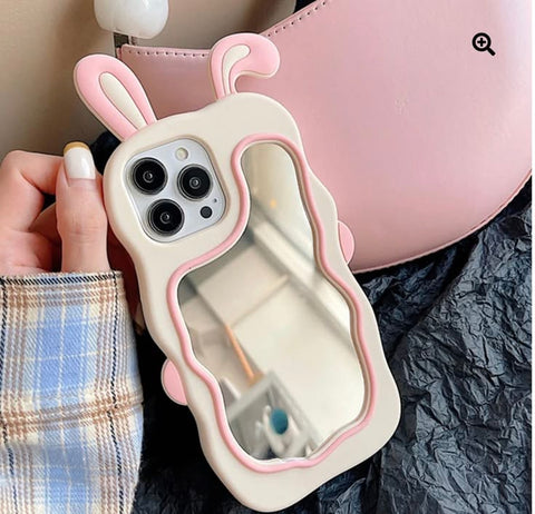 SOFT FLUFFY MIRROR BUNNY CASE IPHONE