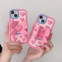 pink soft fluffy bow case iphone