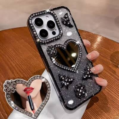 FANCY MIROR HEART stone case iphone - 2