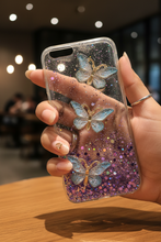 Blue Butterfly Glitter Phone Case — Cafe Hand Shot