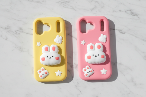 Bunny Cases Flat Lay Marble