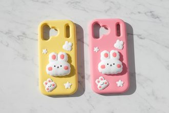 Bunny Cases Flat Lay Marble