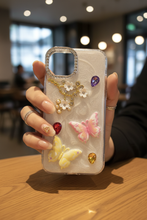 Clear Glitter Butterfly Case - Cafe Hand Shot