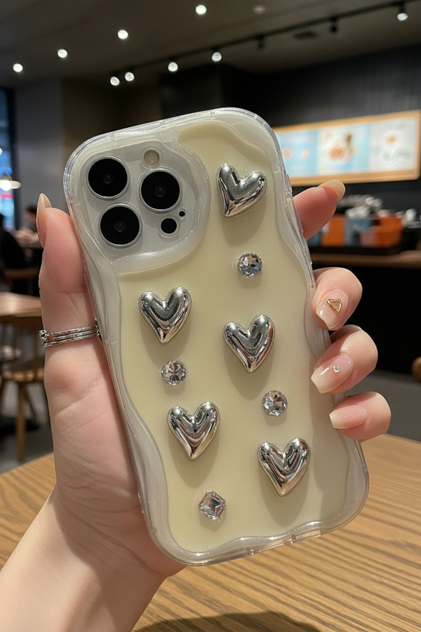 SILVER HEART CASE 15 PRO MAX
