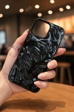 Glossy Black Wave Ripple Case — Cafe Hand Shot