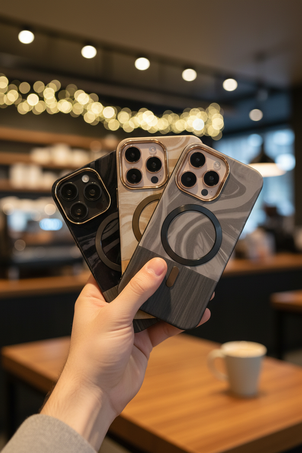 GLOSSY MARBLE & MATTE WOOD GRAIN MAGSAFE CASE
