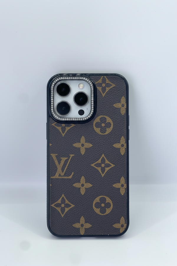 LV DESIGN LATHER FEEL CAMERA RING STONE CASE IPHONE - 2