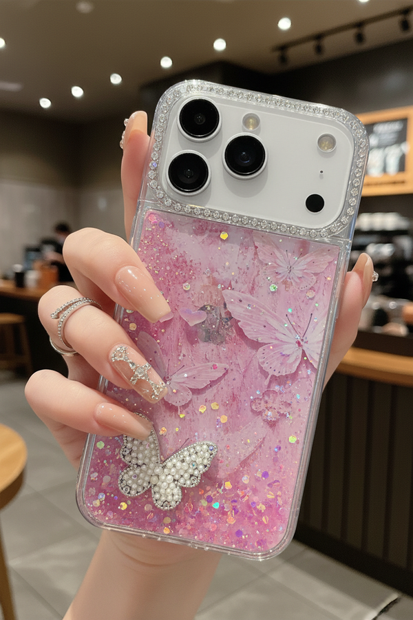 water glitter butterfly case iPhone 17 pro max - 2