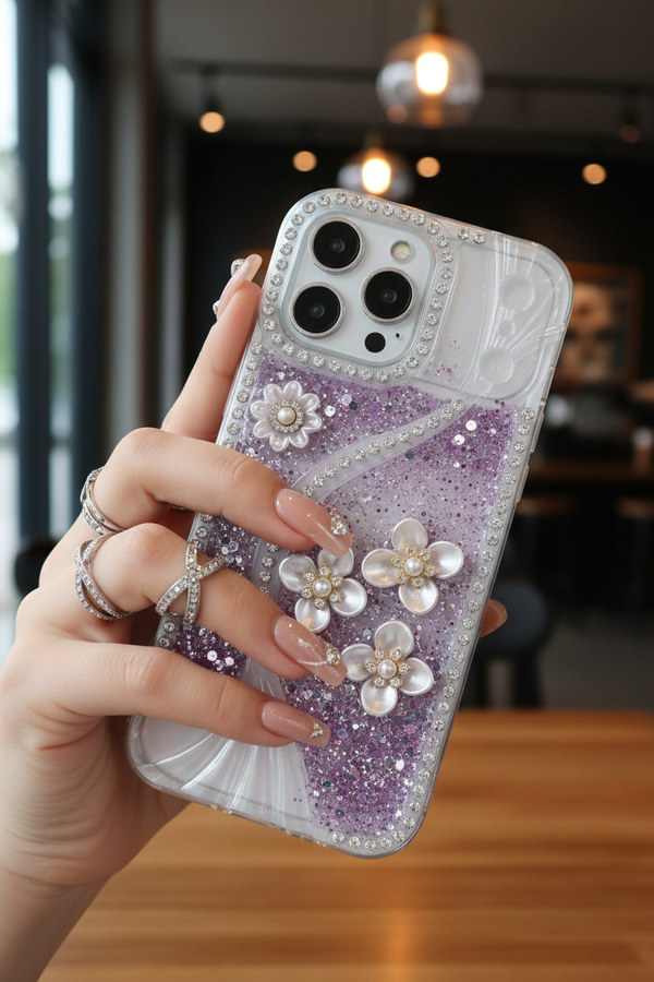 glitter flower case iphone 17 pro max - 2